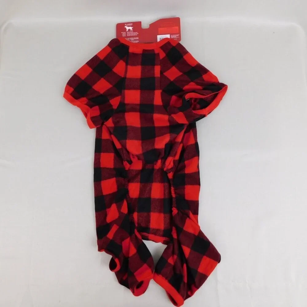 Wondershop Dog-Cat Christmas Sweater Pajama Buffalo Check Red-Black XS/S/L/XL